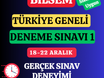 Korumalı: BİLSEM TÜRKİYE GENELİ DENEME SINAVI 1